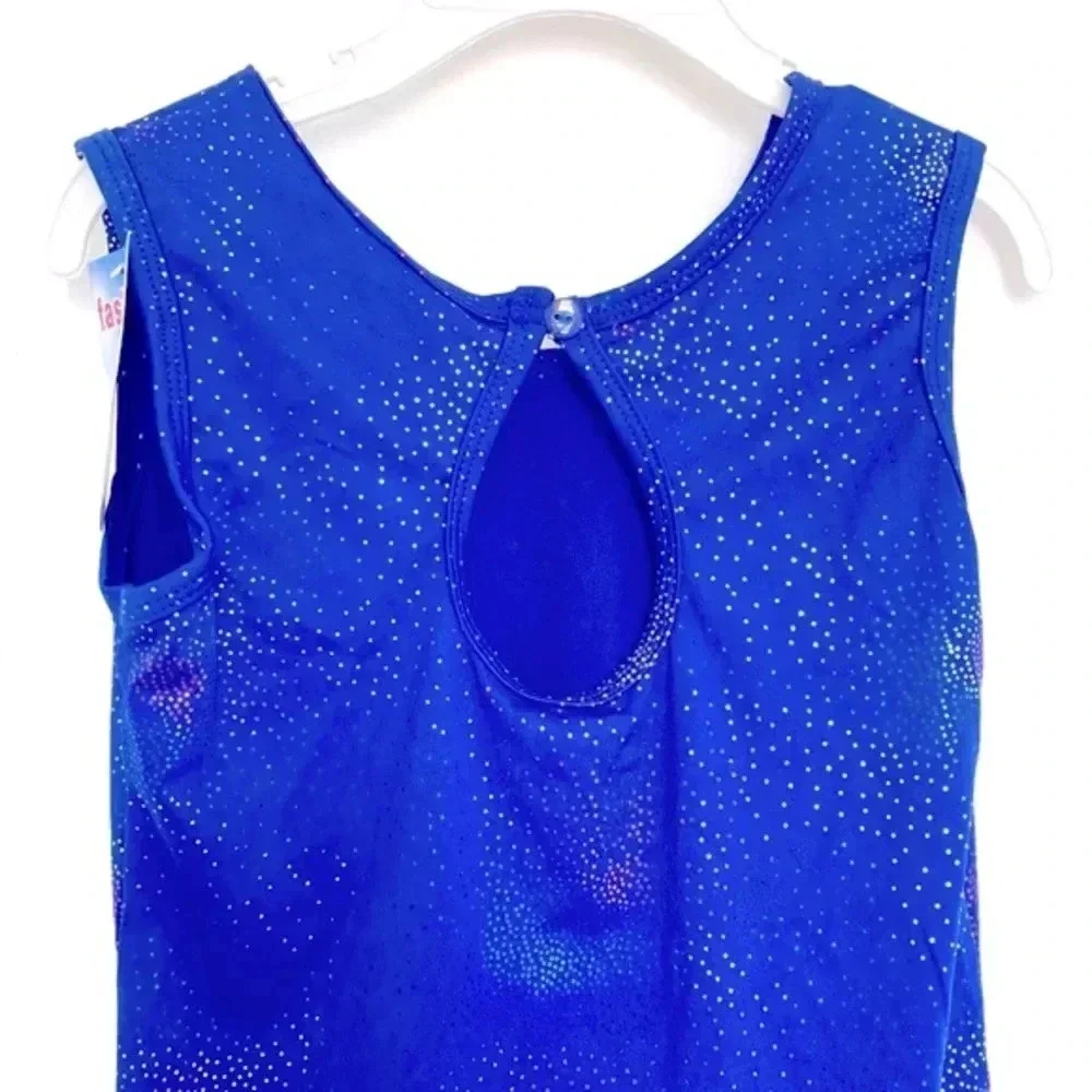 Girls Size 10 Sparkly Blue One Piece Swimsuit NWT Galaxy Print